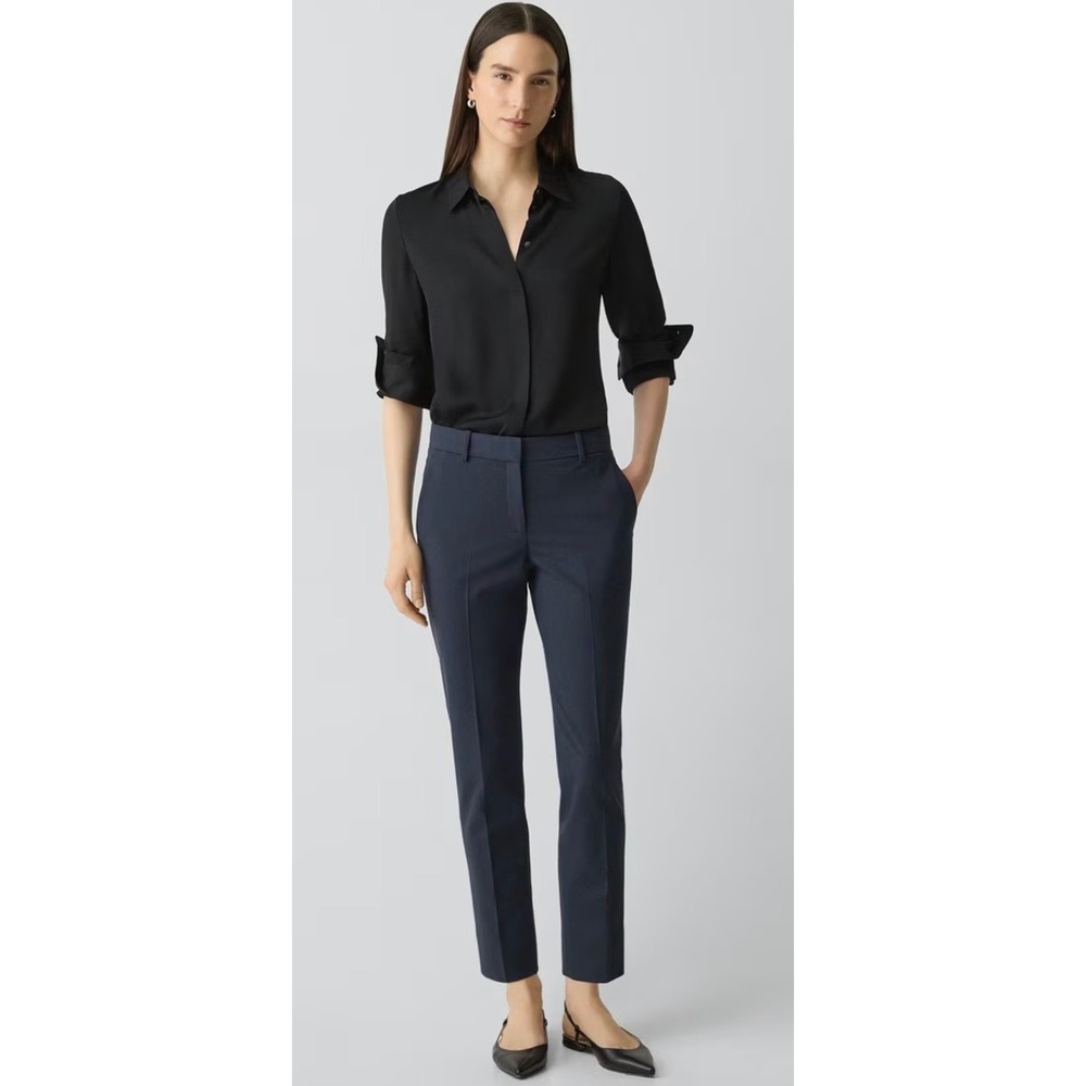 Theory Treeca Wool‎ tailored trouser Pants Navy 2 Career  minimalist intervew